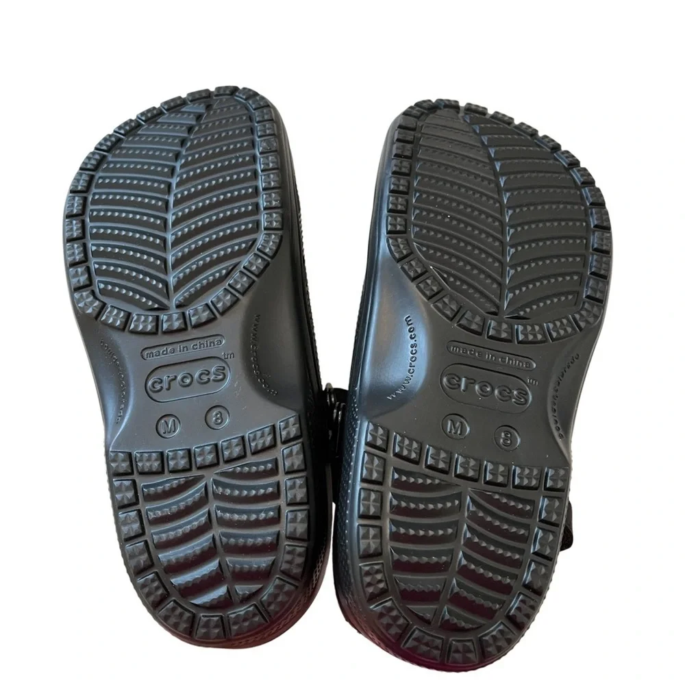 CROCS Mens 8 Yukon Vista Sling Back Slip On Clog Black Faux Leather Non Slip